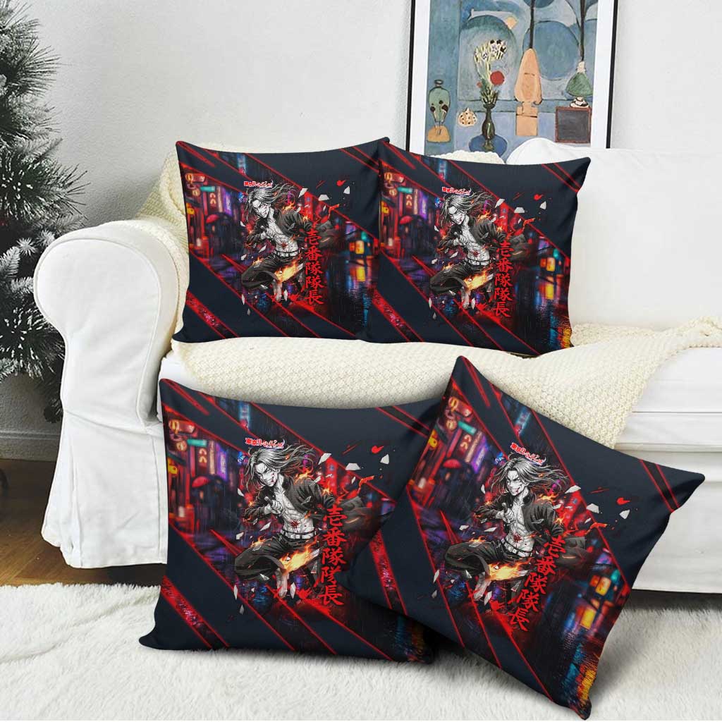 Baji Keisuke Chifuyu Matsuno Pillow Cover Dark Neon Street Fight Art Style