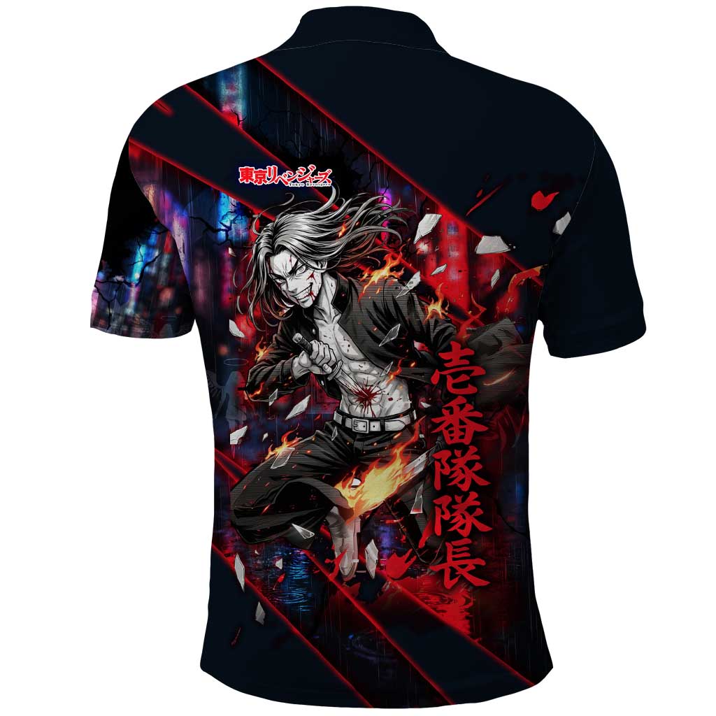 Baji Keisuke Chifuyu Matsuno Polo Shirt Dark Neon Street Fight Art Style