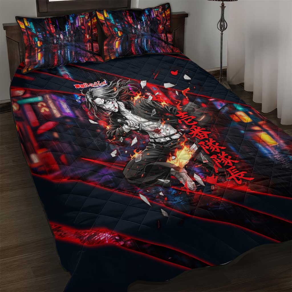 Baji Keisuke Chifuyu Matsuno Quilt Bed Set Dark Neon Street Fight Art Style