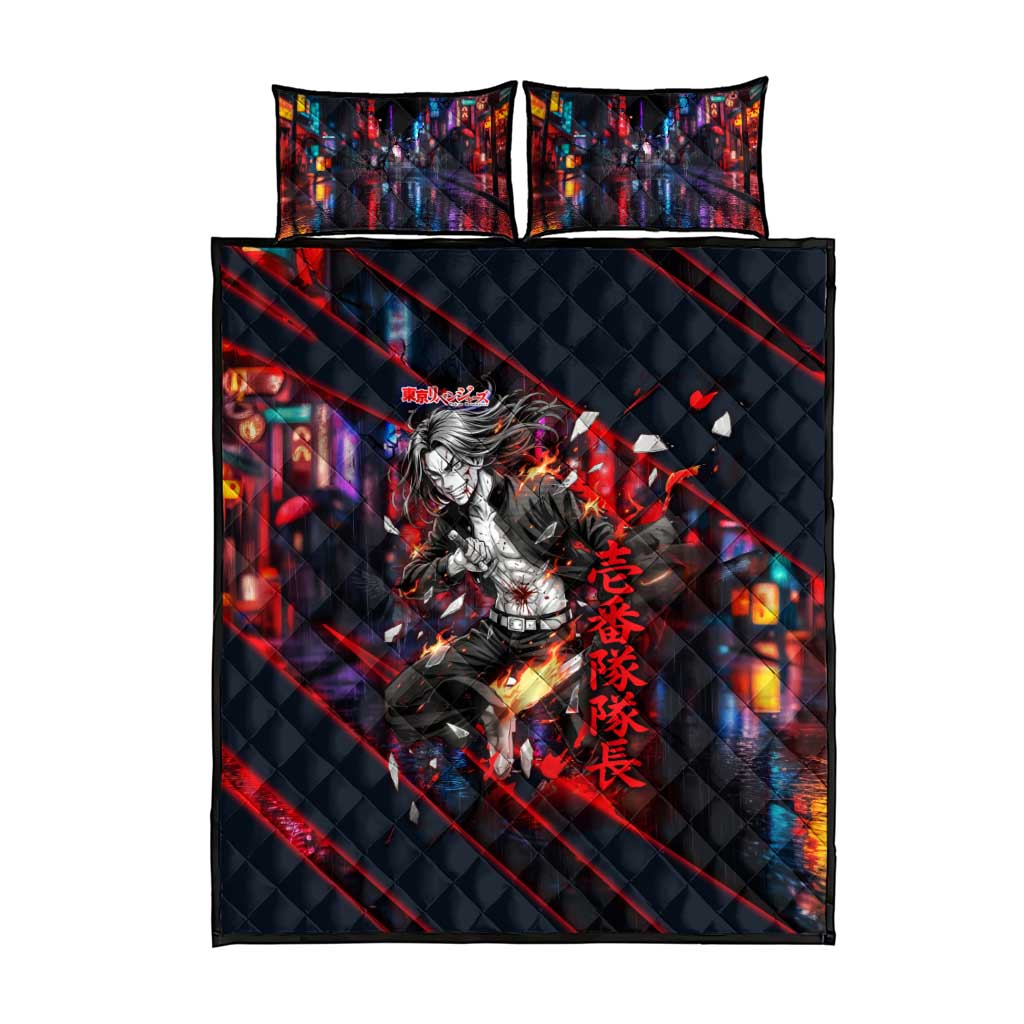 Baji Keisuke Chifuyu Matsuno Quilt Bed Set Dark Neon Street Fight Art Style