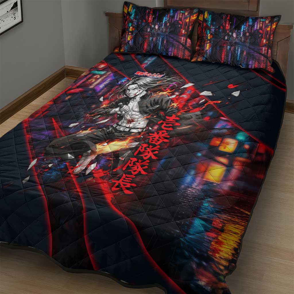 Baji Keisuke Chifuyu Matsuno Quilt Bed Set Dark Neon Street Fight Art Style