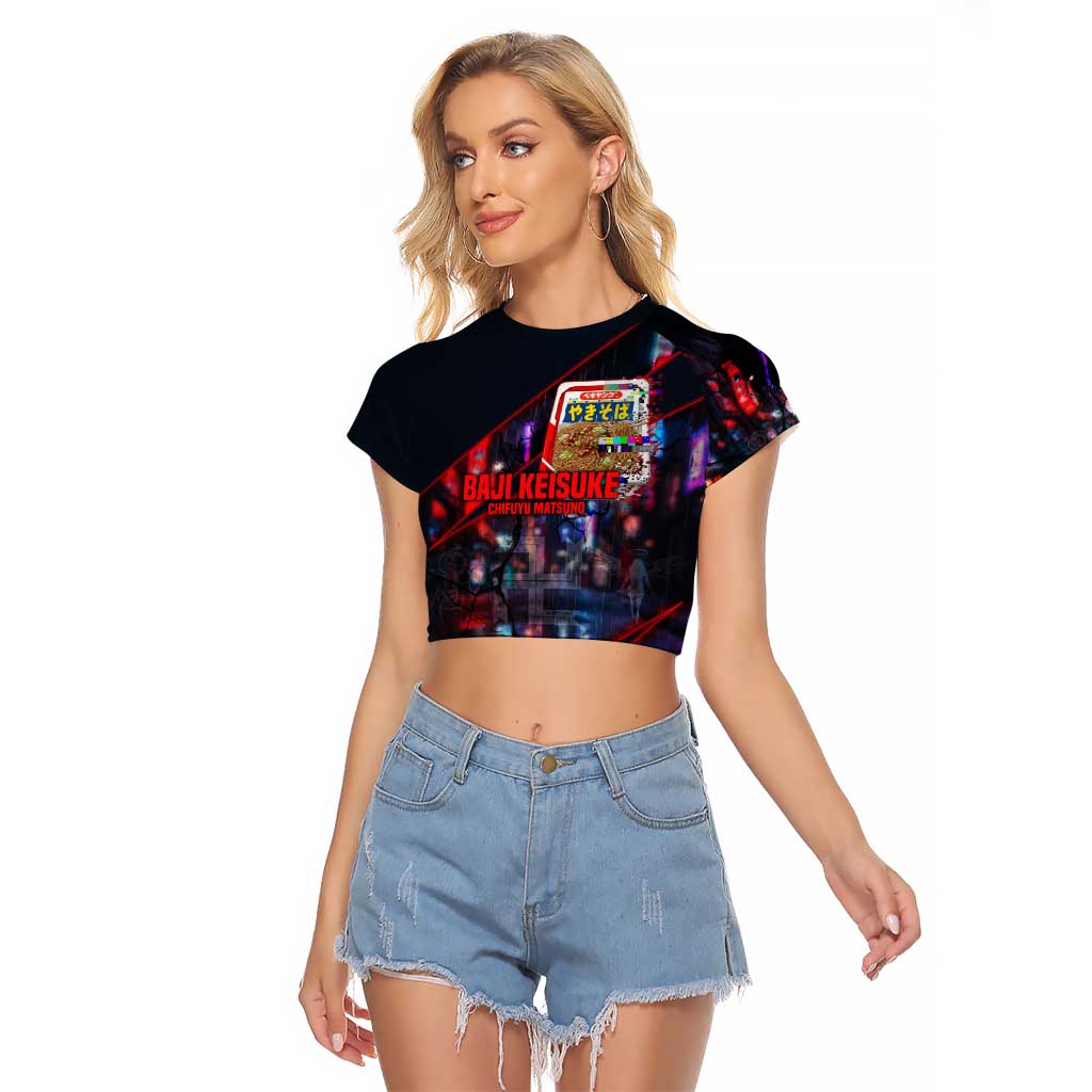 Baji Keisuke Chifuyu Matsuno Raglan Cropped T Shirt Dark Neon Street Fight Art Style