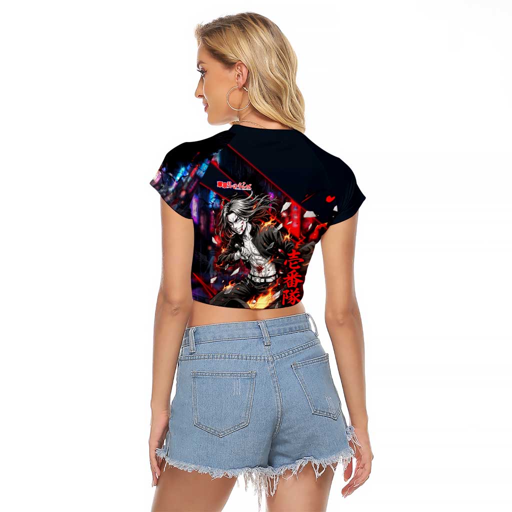 Baji Keisuke Chifuyu Matsuno Raglan Cropped T Shirt Dark Neon Street Fight Art Style