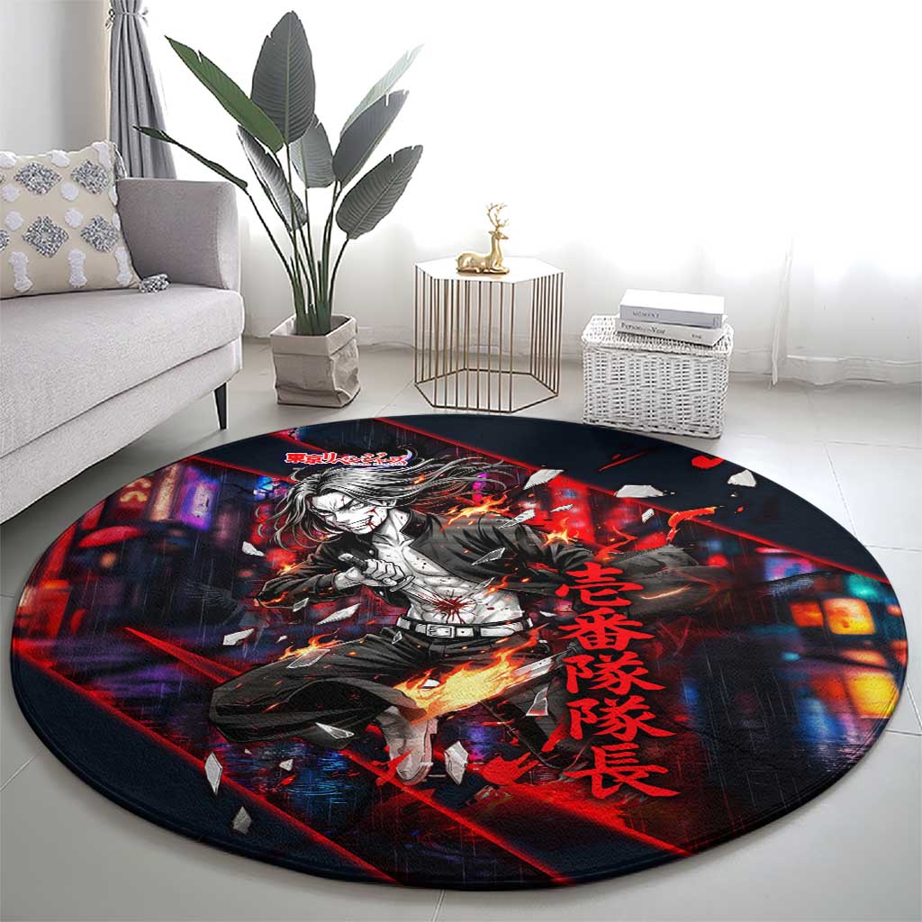 Baji Keisuke Chifuyu Matsuno Round Carpet Dark Neon Street Fight Art Style
