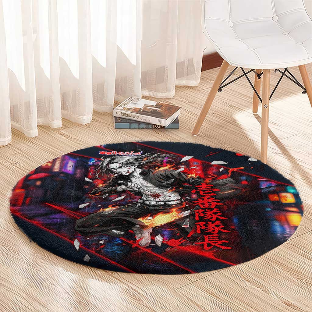 Baji Keisuke Chifuyu Matsuno Round Carpet Dark Neon Street Fight Art Style