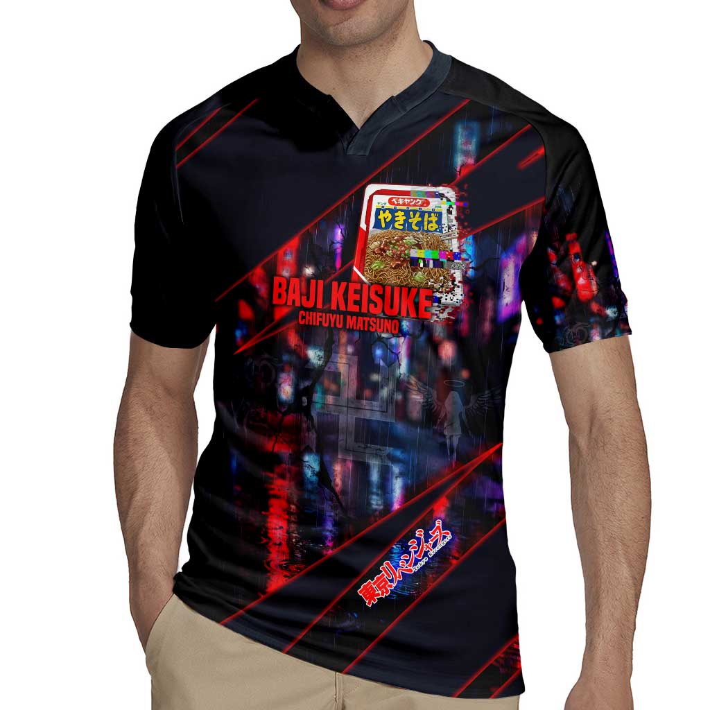 Baji Keisuke Chifuyu Matsuno Rugby Jersey Dark Neon Street Fight Art Style