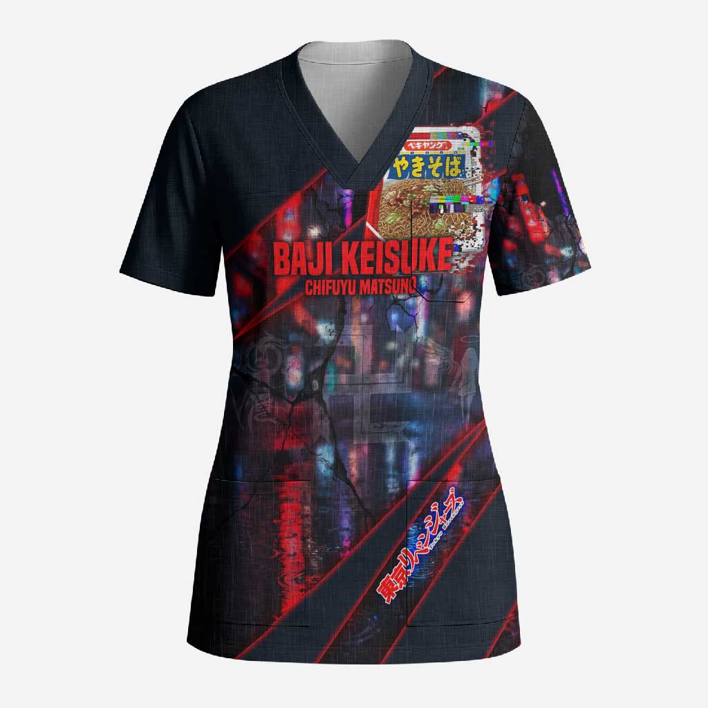 Baji Keisuke Chifuyu Matsuno Scrub Top Dark Neon Street Fight Art Style