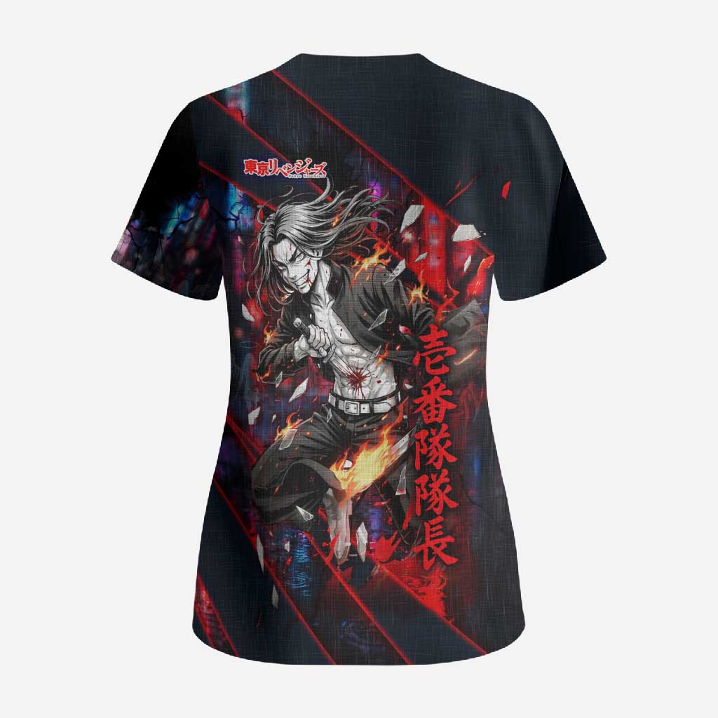 Baji Keisuke Chifuyu Matsuno Scrub Top Dark Neon Street Fight Art Style