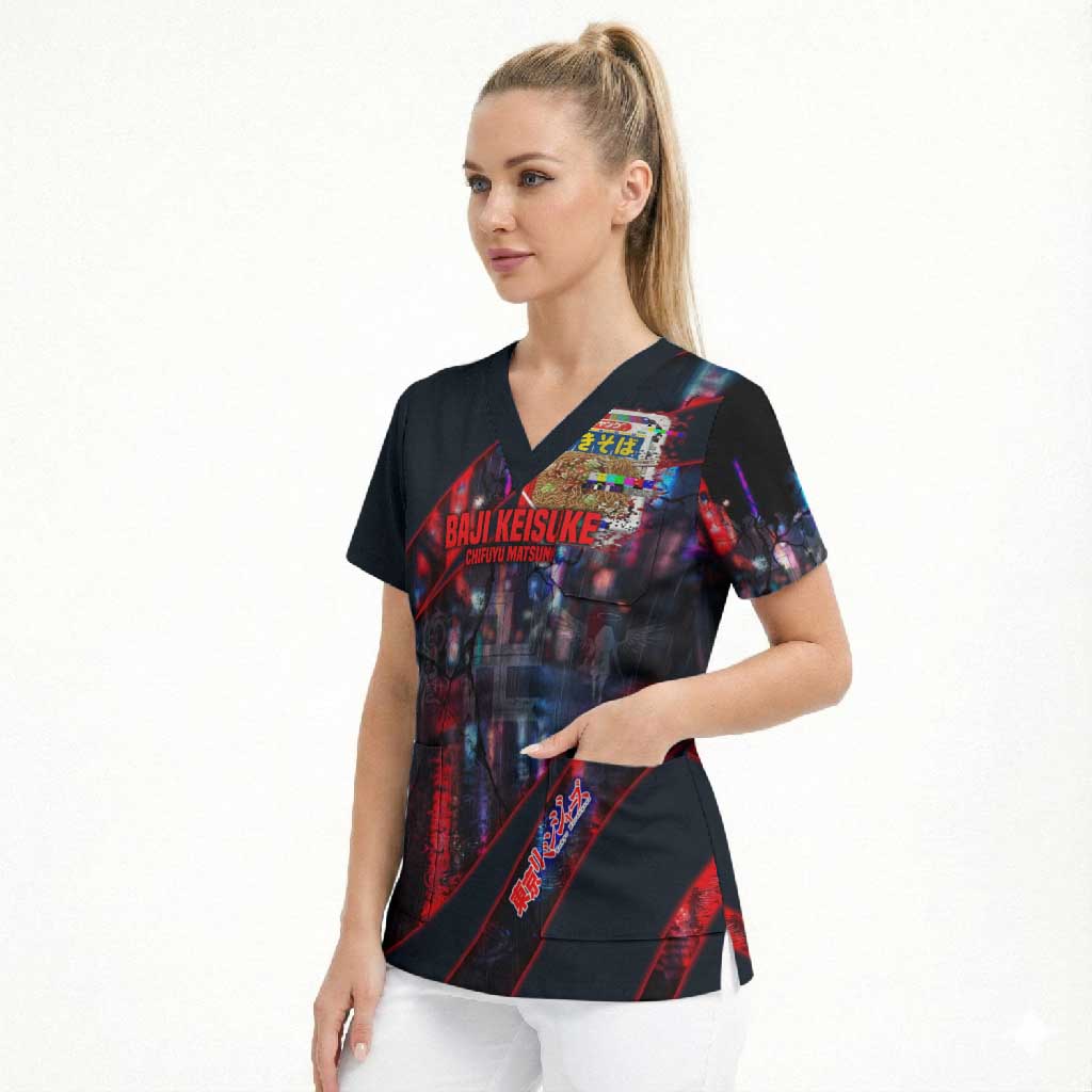 Baji Keisuke Chifuyu Matsuno Scrub Top Dark Neon Street Fight Art Style