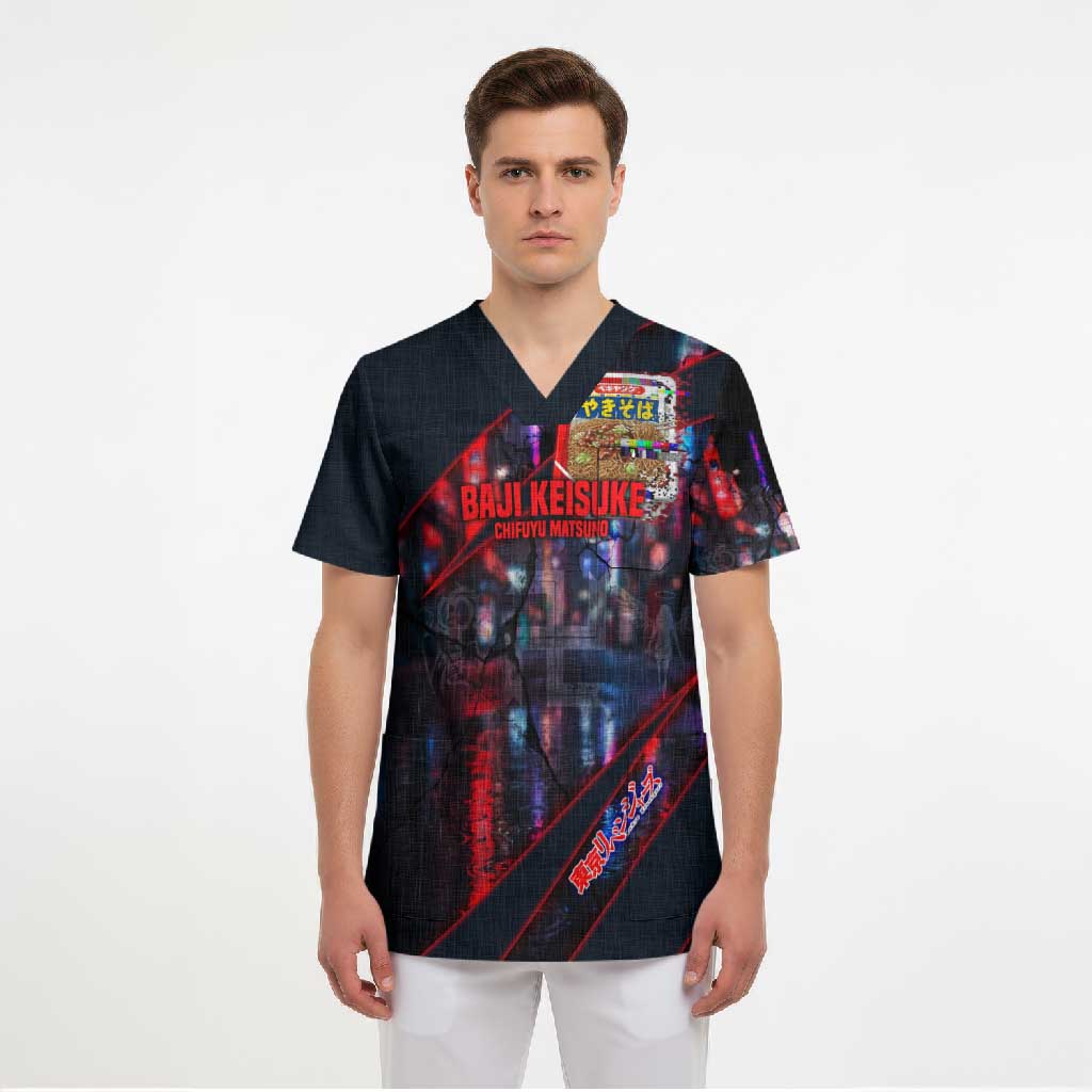 Baji Keisuke Chifuyu Matsuno Scrub Top Dark Neon Street Fight Art Style