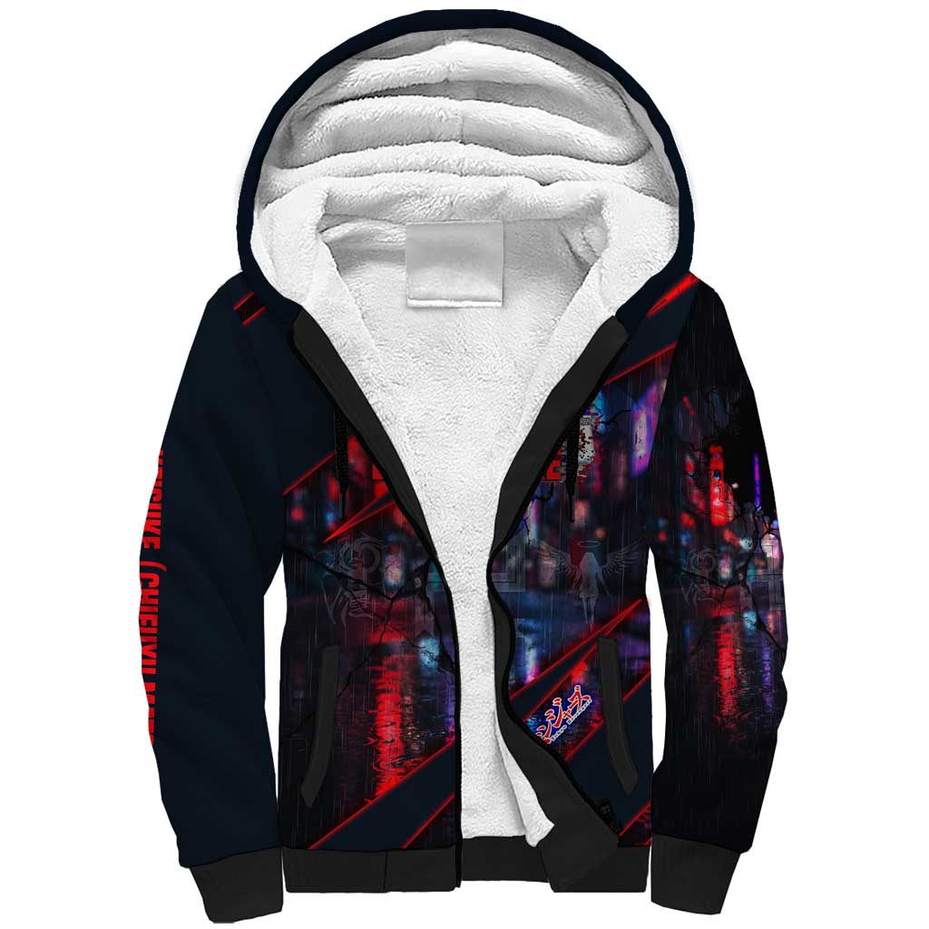 Baji Keisuke Chifuyu Matsuno Sherpa Hoodie Dark Neon Street Fight Art Style