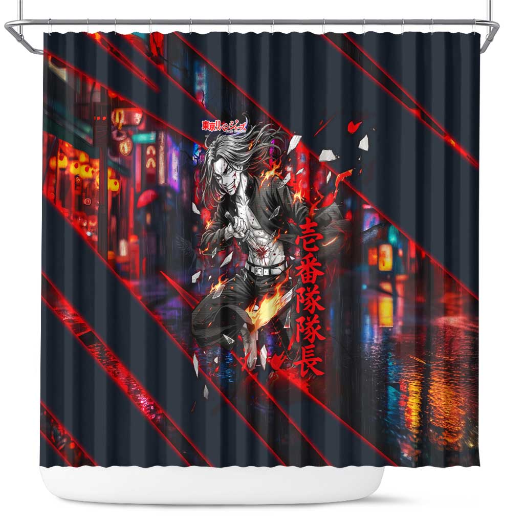 Baji Keisuke Chifuyu Matsuno Shower Curtain Dark Neon Street Fight Art Style
