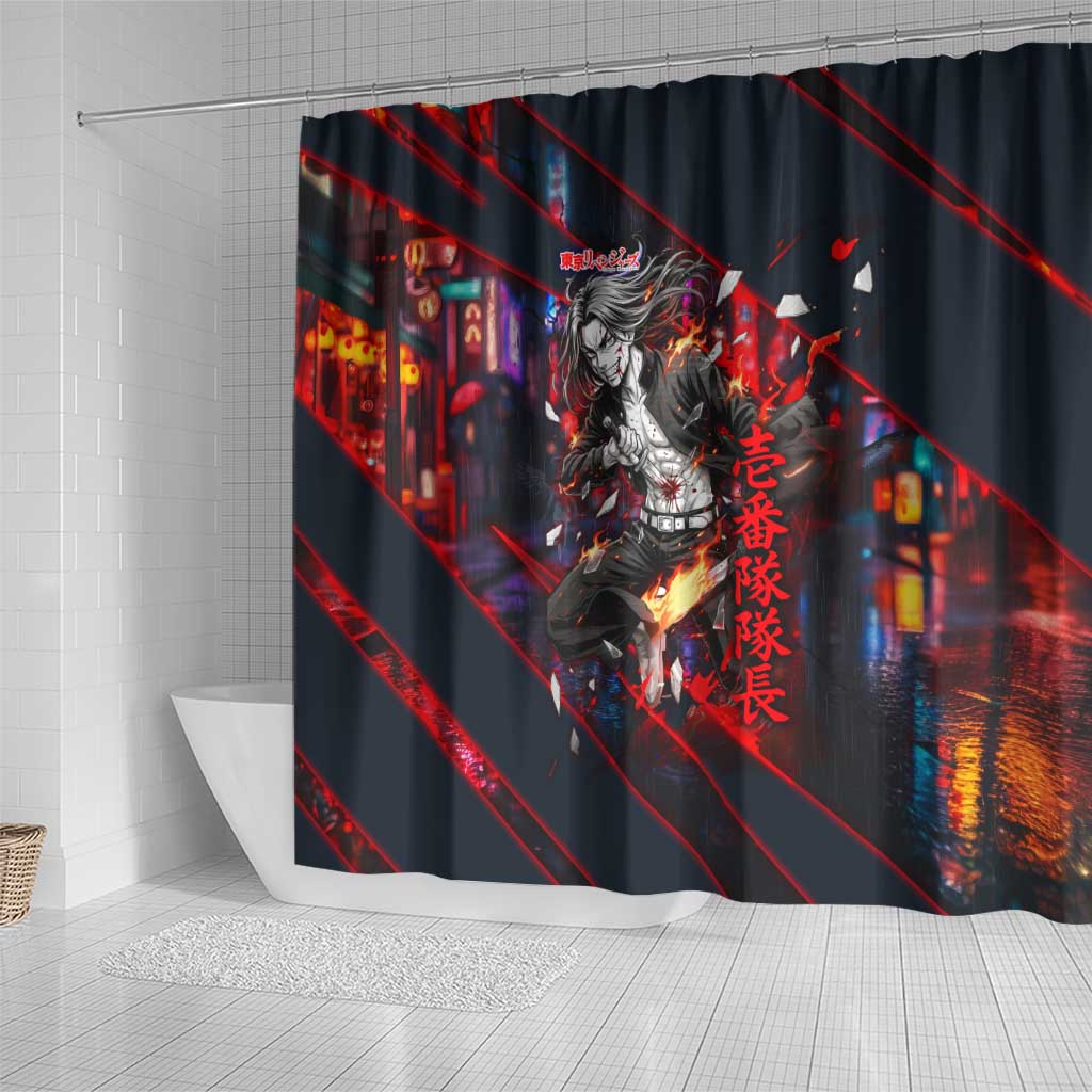 Baji Keisuke Chifuyu Matsuno Shower Curtain Dark Neon Street Fight Art Style