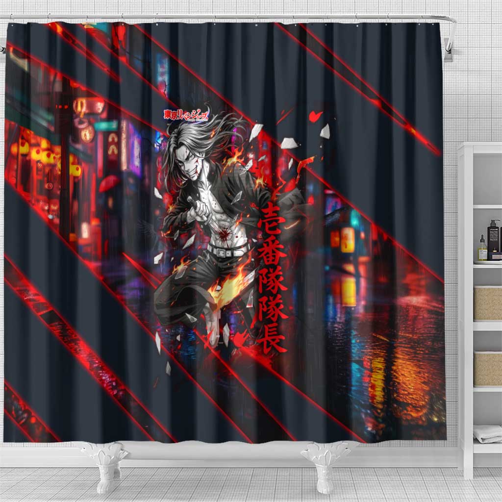 Baji Keisuke Chifuyu Matsuno Shower Curtain Dark Neon Street Fight Art Style