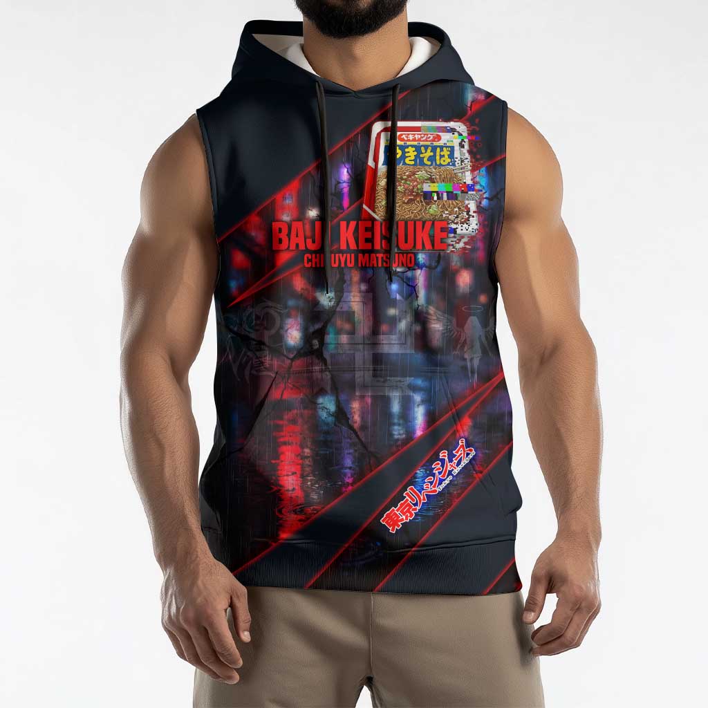 Baji Keisuke Chifuyu Matsuno Sleeveless Hoodie Dark Neon Street Fight Art Style