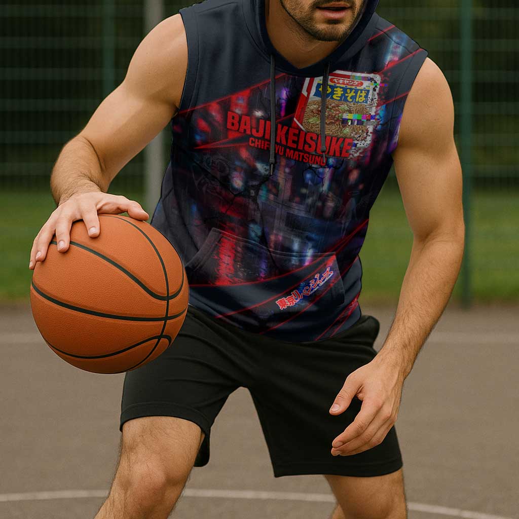 Baji Keisuke Chifuyu Matsuno Sleeveless Hoodie Dark Neon Street Fight Art Style