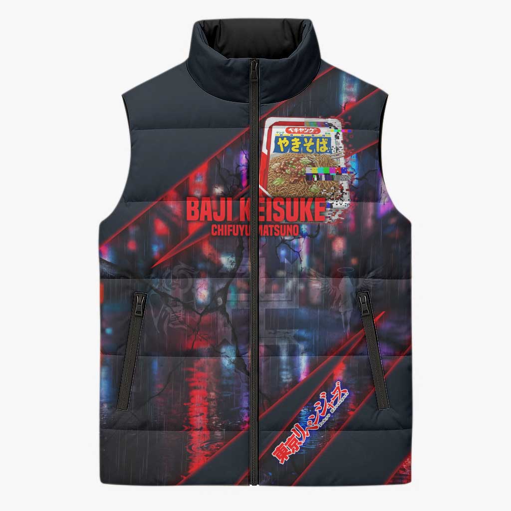 Baji Keisuke Chifuyu Matsuno Sleeveless Puffer Jacket Dark Neon Street Fight Art Style