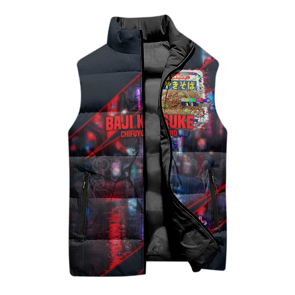 Baji Keisuke Chifuyu Matsuno Sleeveless Puffer Jacket Dark Neon Street Fight Art Style
