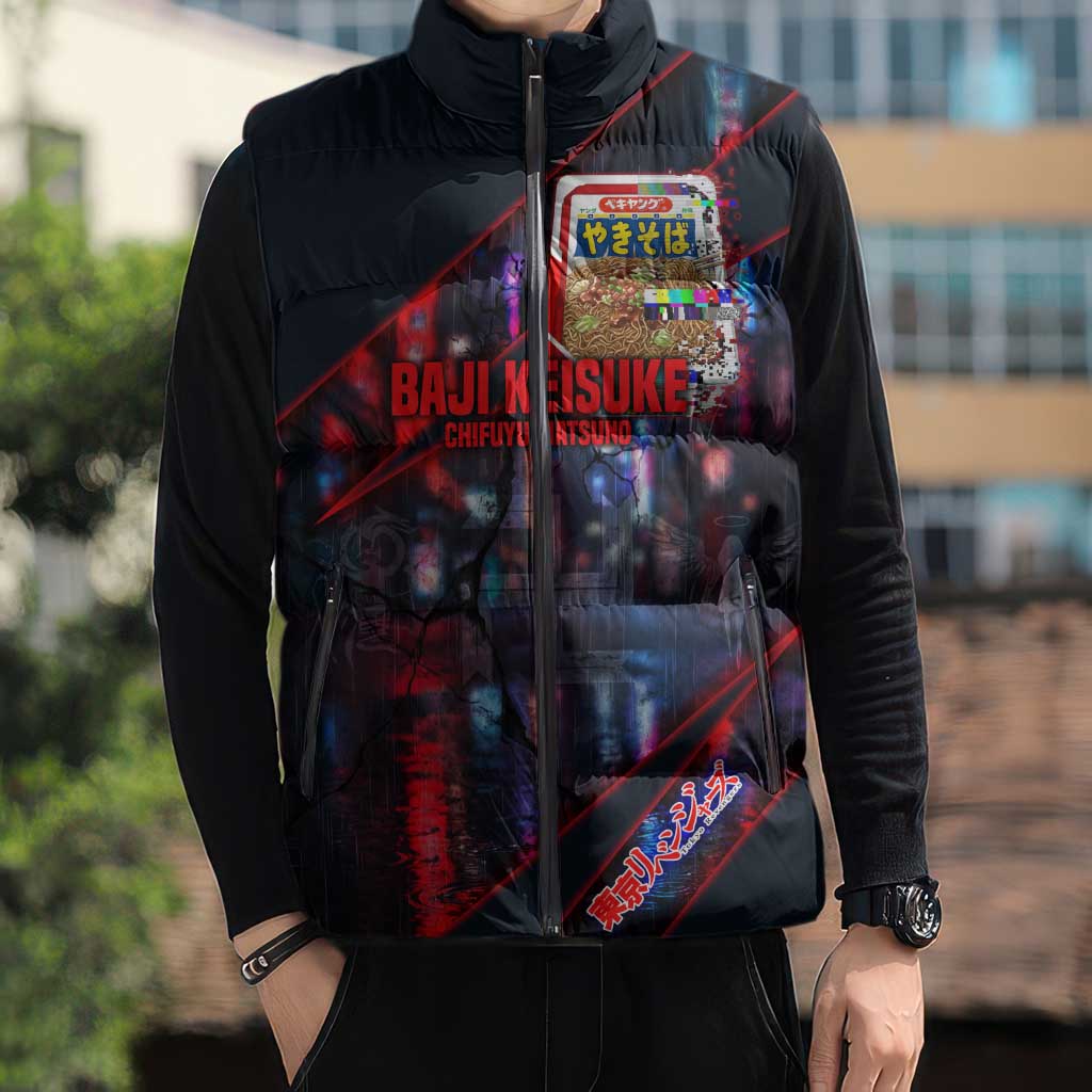 Baji Keisuke Chifuyu Matsuno Sleeveless Puffer Jacket Dark Neon Street Fight Art Style