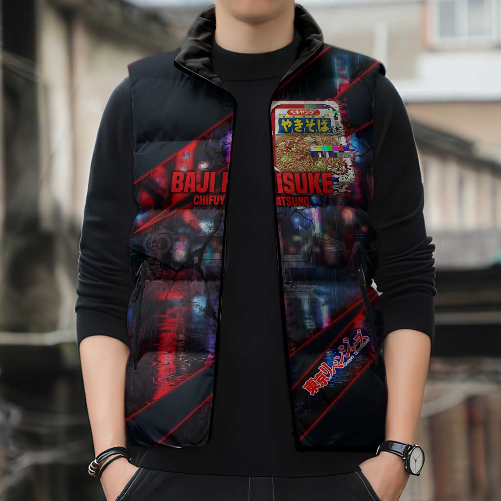 Baji Keisuke Chifuyu Matsuno Sleeveless Puffer Jacket Dark Neon Street Fight Art Style
