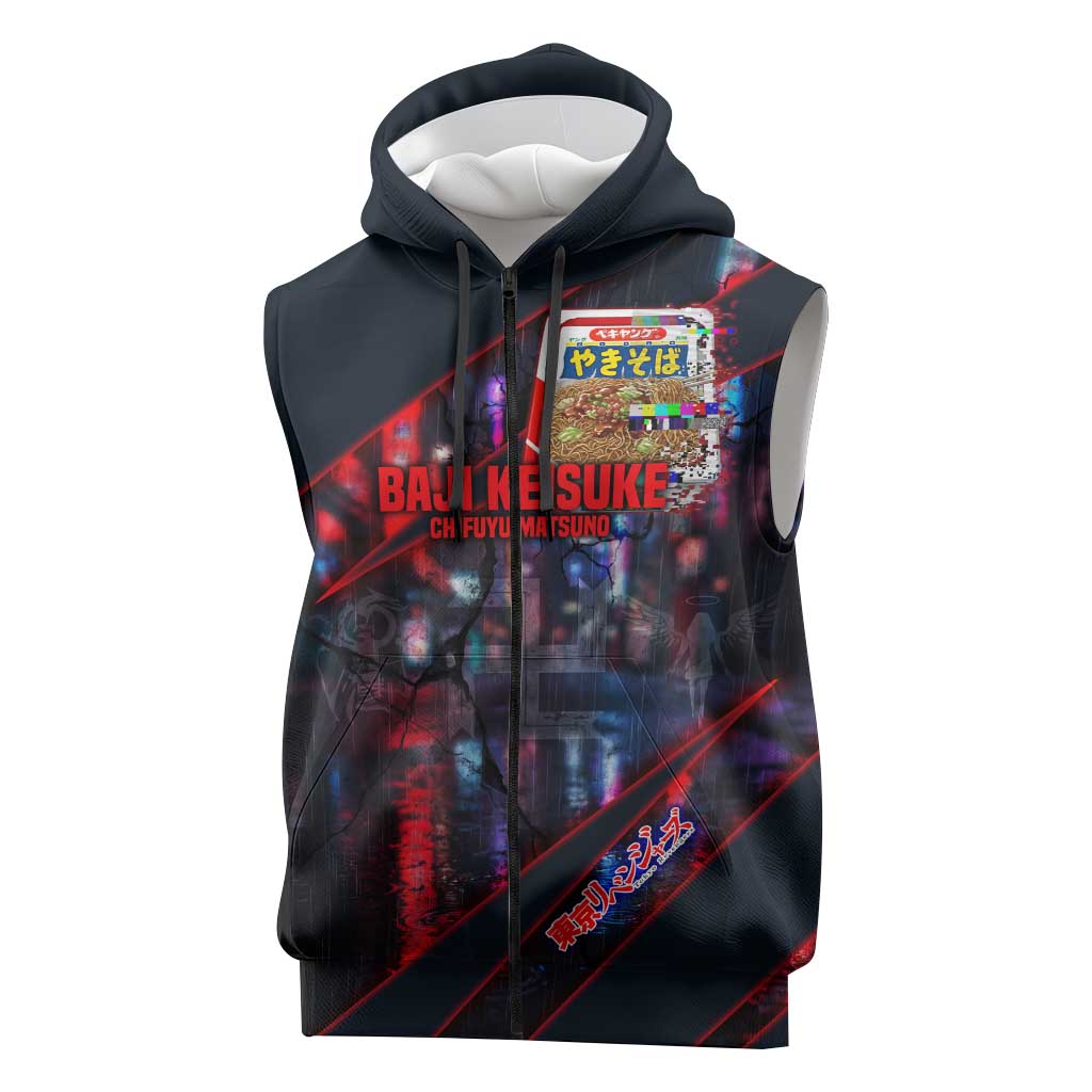 Baji Keisuke Chifuyu Matsuno Sleeveless Zip Hoodie Dark Neon Street Fight Art Style
