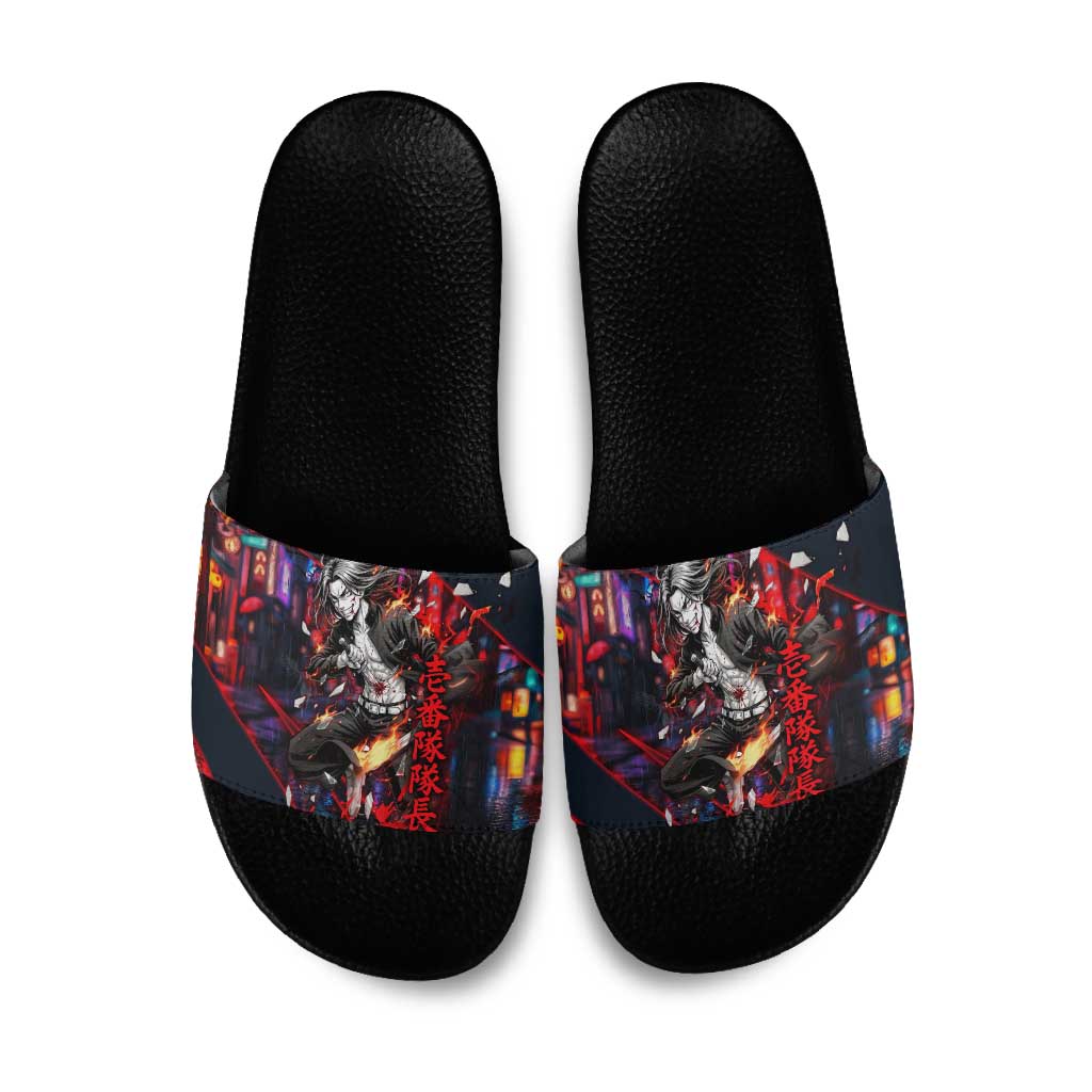 Baji Keisuke Chifuyu Matsuno Slide Sandals Dark Neon Street Fight Art Style