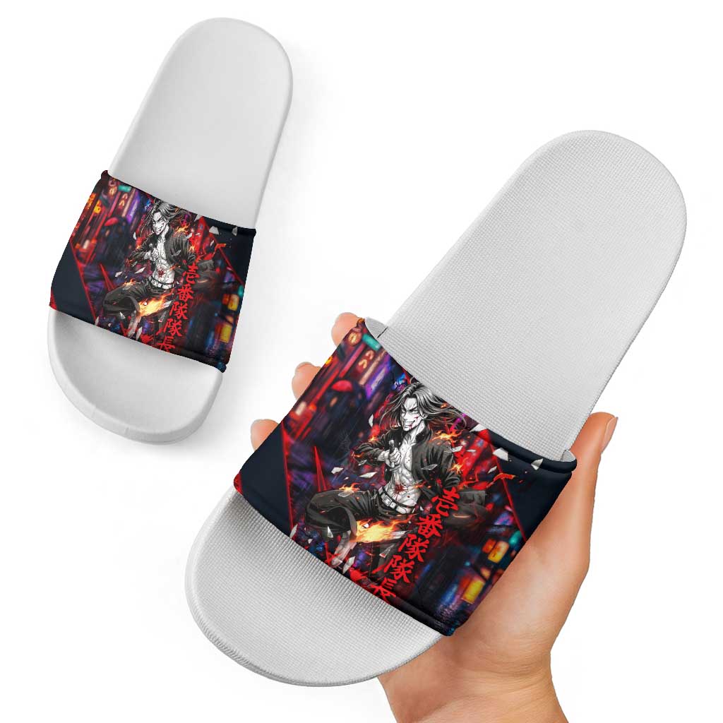 Baji Keisuke Chifuyu Matsuno Slide Sandals Dark Neon Street Fight Art Style