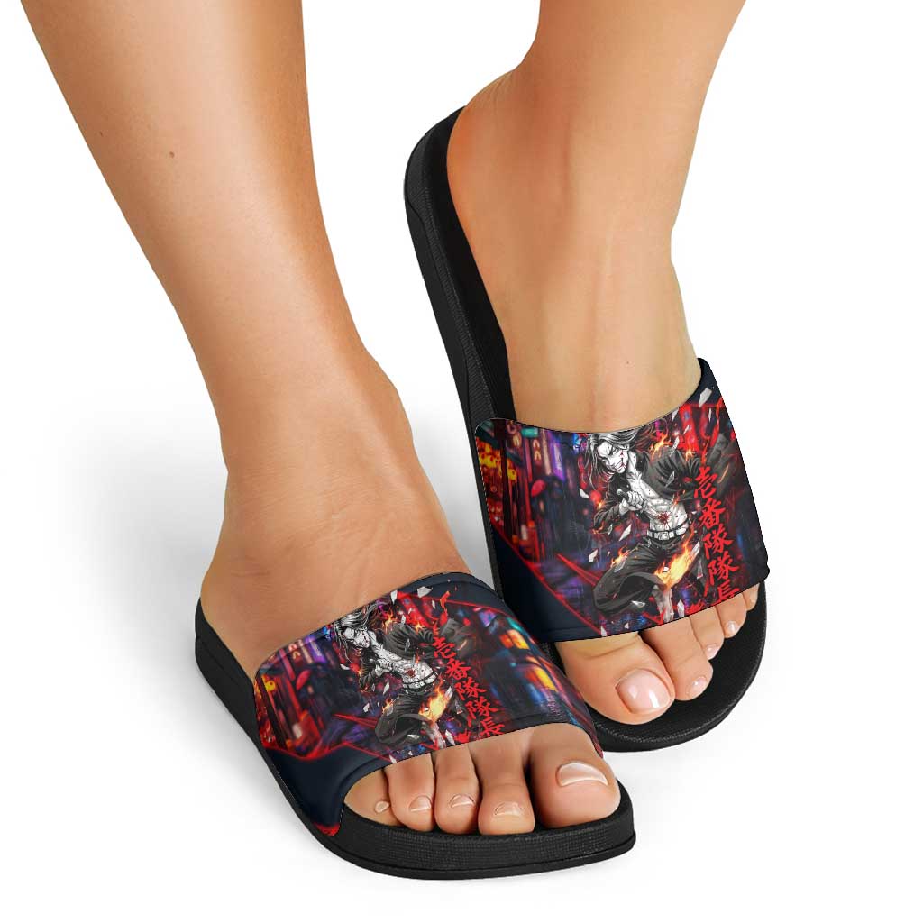Baji Keisuke Chifuyu Matsuno Slide Sandals Dark Neon Street Fight Art Style