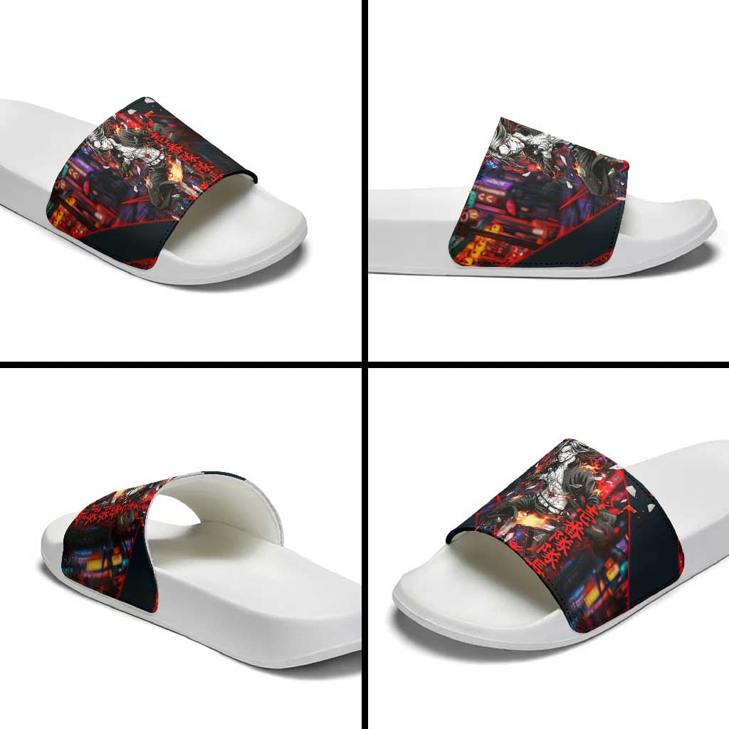 Baji Keisuke Chifuyu Matsuno Slide Sandals Dark Neon Street Fight Art Style