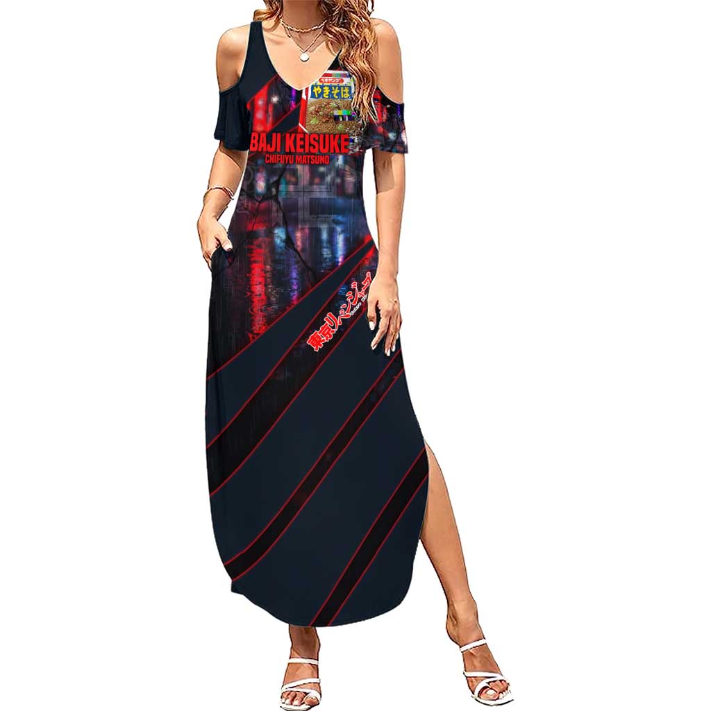 Baji Keisuke Chifuyu Matsuno Summer Maxi Dress Dark Neon Street Fight Art Style