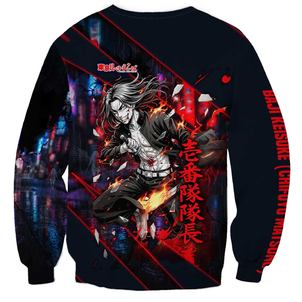 Baji Keisuke Chifuyu Matsuno Sweatshirt Dark Neon Street Fight Art Style
