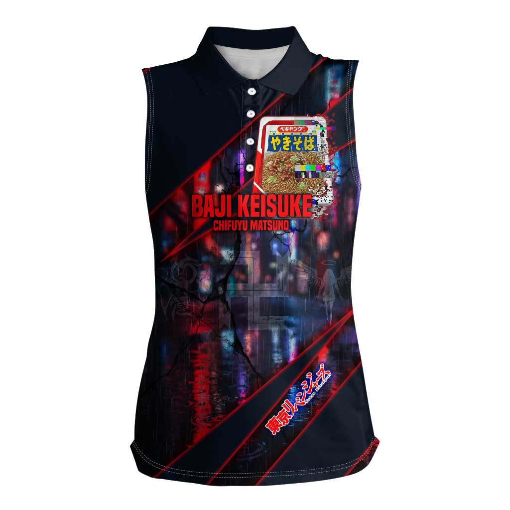Baji Keisuke Chifuyu Matsuno Women Sleeveless Polo Shirt Dark Neon Street Fight Art Style