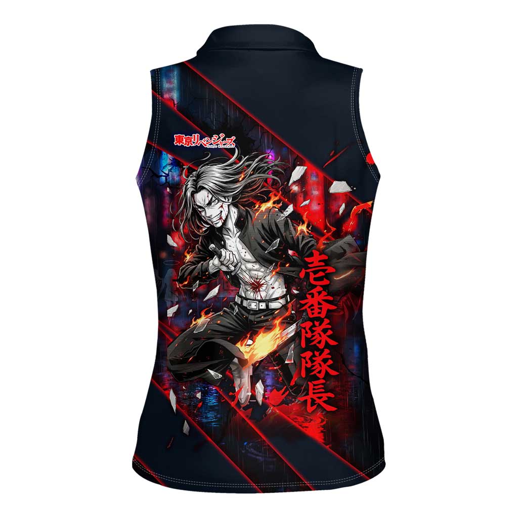 Baji Keisuke Chifuyu Matsuno Women Sleeveless Polo Shirt Dark Neon Street Fight Art Style