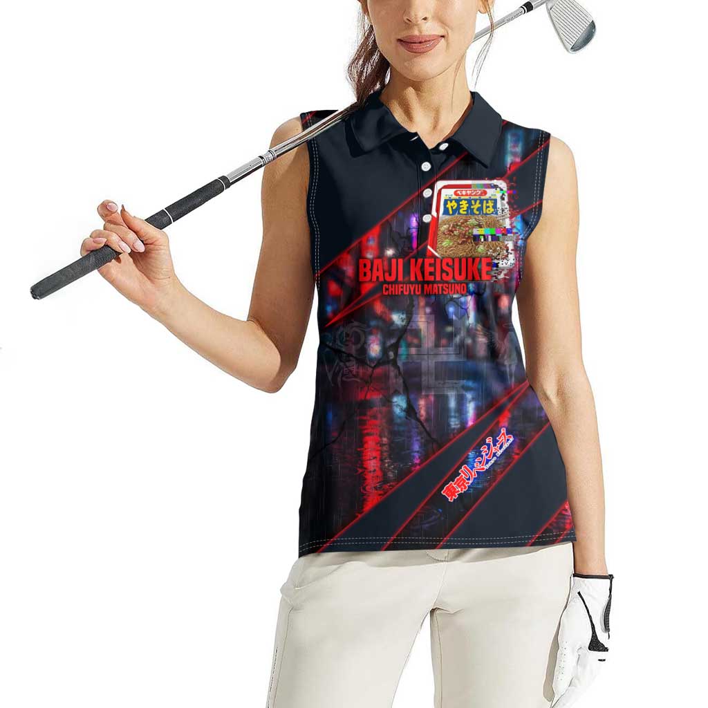 Baji Keisuke Chifuyu Matsuno Women Sleeveless Polo Shirt Dark Neon Street Fight Art Style