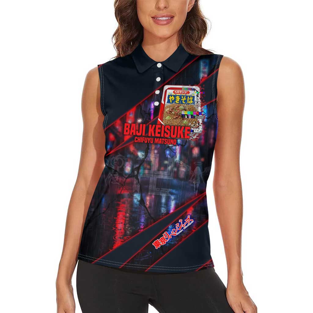 Baji Keisuke Chifuyu Matsuno Women Sleeveless Polo Shirt Dark Neon Street Fight Art Style