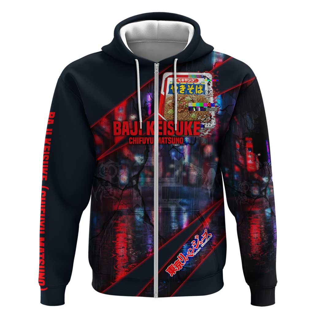 Baji Keisuke Chifuyu Matsuno Zip Hoodie Dark Neon Street Fight Art Style
