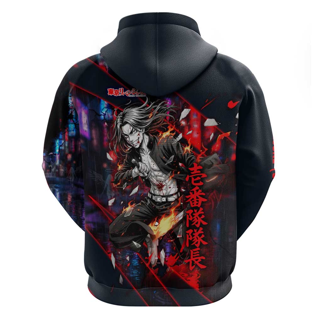 Baji Keisuke Chifuyu Matsuno Zip Hoodie Dark Neon Street Fight Art Style