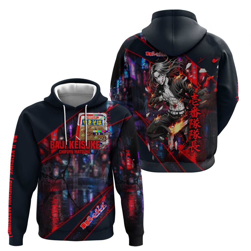 Baji Keisuke Chifuyu Matsuno Zip Hoodie Dark Neon Street Fight Art Style