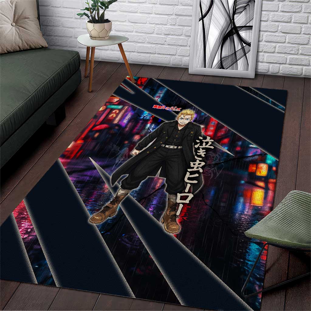 Hanagaki Takemichi Naoto Area Rug Neon Time-Travel Urban Art Style