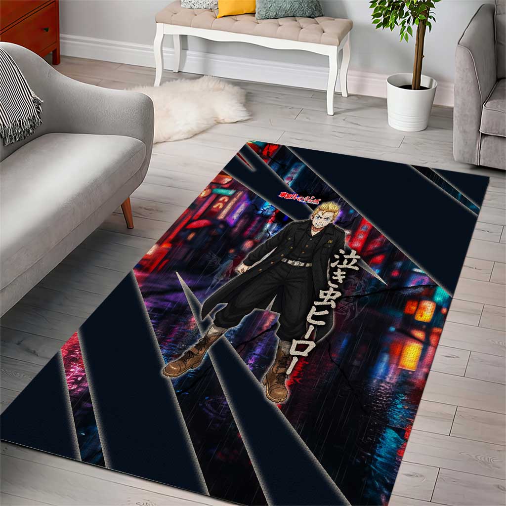 Hanagaki Takemichi Naoto Area Rug Neon Time-Travel Urban Art Style