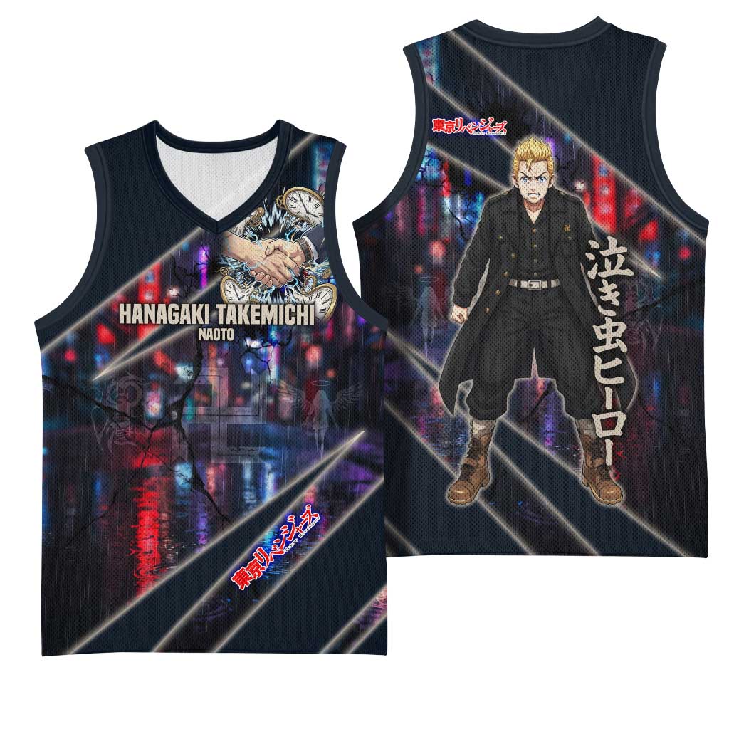 Hanagaki Takemichi Naoto Basketball Jersey Neon Time-Travel Urban Art Style