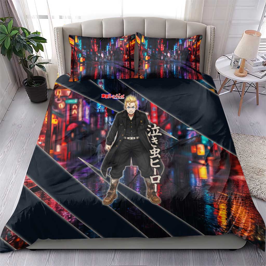 Hanagaki Takemichi Naoto Bedding Set Neon Time-Travel Urban Art Style