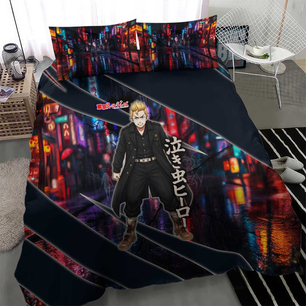 Hanagaki Takemichi Naoto Bedding Set Neon Time-Travel Urban Art Style