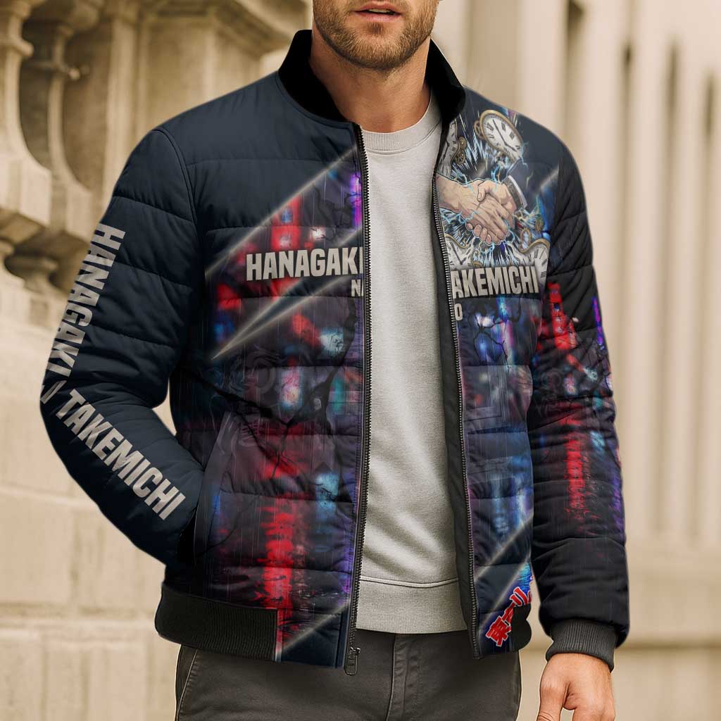 Hanagaki Takemichi Naoto Bomber Puffer Jacket Neon Time-Travel Urban Art Style