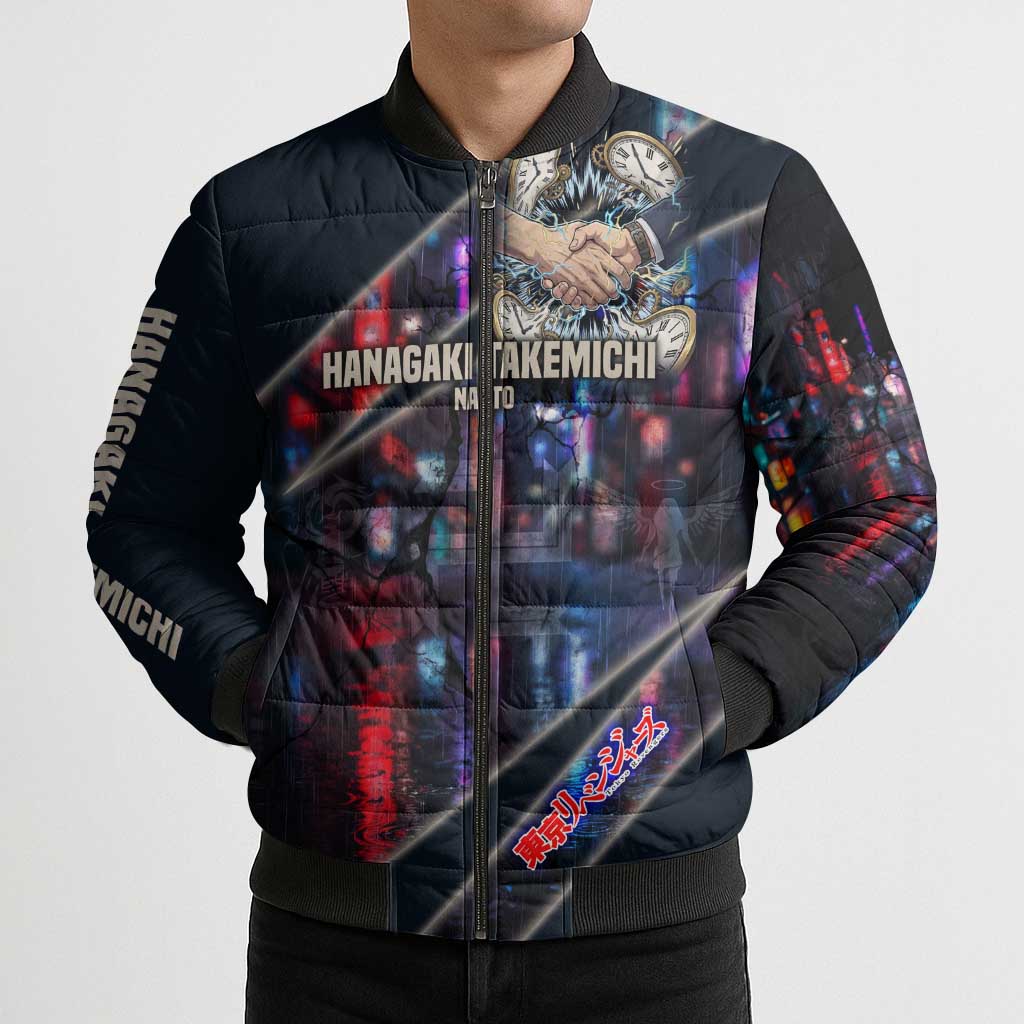 Hanagaki Takemichi Naoto Bomber Puffer Jacket Neon Time-Travel Urban Art Style
