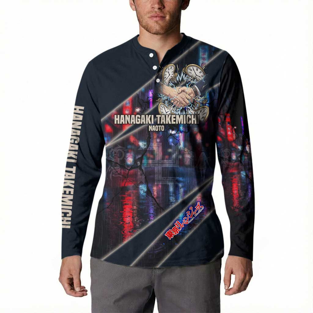 Hanagaki Takemichi Naoto Button Sweatshirt Neon Time-Travel Urban Art Style