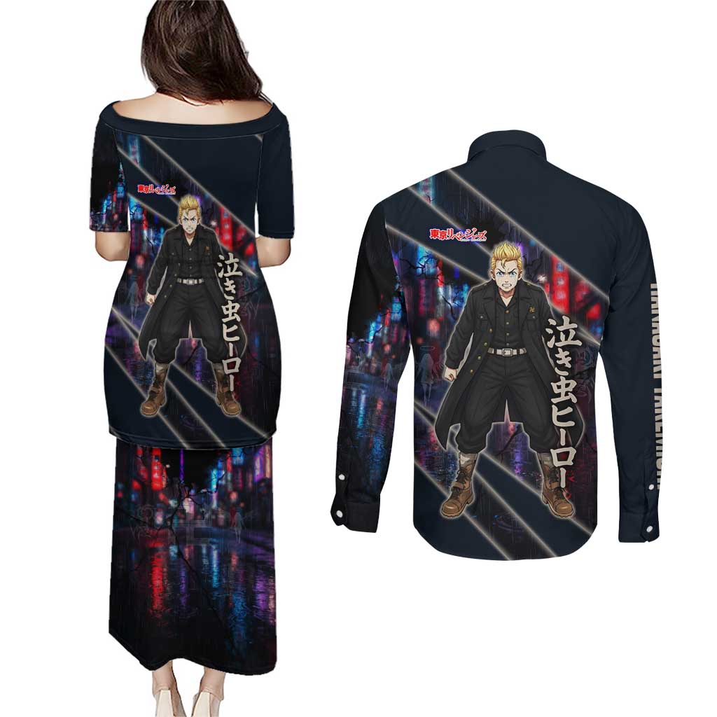 Hanagaki Takemichi Naoto Couples Matching Puletasi and Long Sleeve Button Shirt Neon Time-Travel Urban Art Style