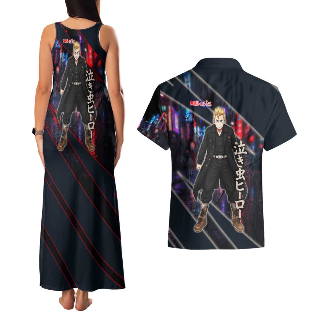 Hanagaki Takemichi Naoto Couples Matching Tank Maxi Dress and Hawaiian Shirt Neon Time-Travel Urban Art Style