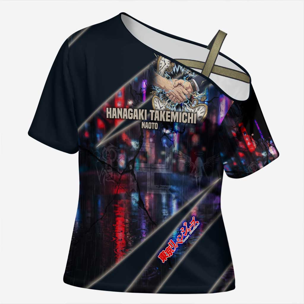 Hanagaki Takemichi Naoto Cross Shoulder Shirt Neon Time-Travel Urban Art Style