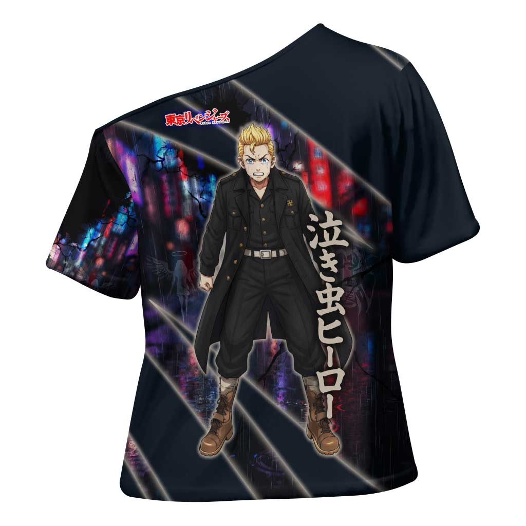 Hanagaki Takemichi Naoto Cross Shoulder Shirt Neon Time-Travel Urban Art Style